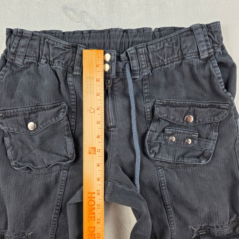 Free People Black Herringbone Cargo Pant Womens Small Cropped Drawstring - Picture 5 of 12